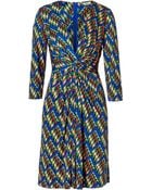 Issa Royal Blue Apple Multi Geometric Print Silk Dress - Lyst