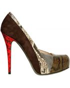Ernesto Esposito 120mm Suede Python Print Pumps - Lyst