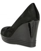 Hogan Rebel 100mm Suede and Patent Wedge - Lyst