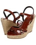 Burberry Haymarket Leather Platform Espadrille Wedges - Lyst