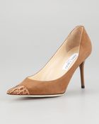 Jimmy Choo Alias Croc Toe Suede Pump - Lyst