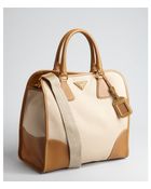 Prada Hemp and Caramel Canvas Top Handle Doctor Bag - Lyst