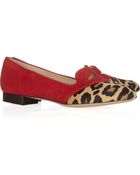 Charlotte Olympia Bisoux Suede and Calf Hair Loafers - Lyst