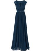 Elie Saab Chiffon Beaded Cap Sleeve Gown - Lyst