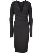 Donna Karan New York Charcoal Long Sleeve Molded Dress - Lyst