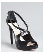 Miu Miu Black Leather Cutout Zip Back Platform Pumps - Lyst
