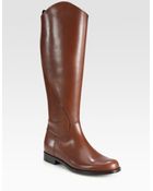 Pollini Leather Flat Knee High Riding Boots - Lyst