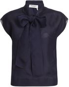 Saint Laurent Cap Sleeve Blouse - Lyst