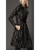 Burberry Long Printed Wool Trench Coat - Lyst