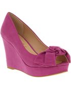 Office Bow Peep Wedge Violet Microsuede - Lyst