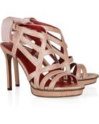 Lanvin Grosgraintie Snake embossed Leather Sandals - Lyst