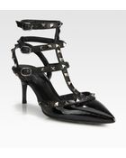Valentino Rockstud Patent Leather Slingback Pumps - Lyst