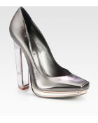 Saint Laurent Metallic Leather Mirror Heel Platform Pumps - Lyst