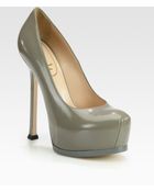 Saint Laurent Embossed Leather Platform Pumps - Lyst