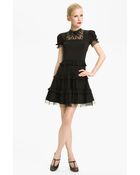 RED Valentino Tiered Hem Jersey Lace Dress - Lyst