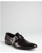 Prada Black Leather Single Buckle Monk Straps - Lyst