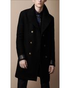 Burberry Brit Wool Blend Leather Detail Coat - Lyst
