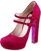 Miu Miu Suede Mary Jane Platform - Lyst
