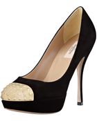 Valentino Rockstud Captoe Suede Pump - Lyst