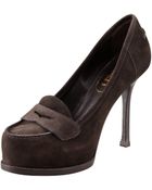 Saint Laurent Tribtoo Suede Midheel Loafer - Lyst