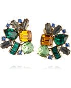 Oscar de la Renta Gold-Plated Crystal Clip Earrings - Lyst