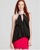 BCBGMAXAZRIA Top Claudia Cascade Ruffle Halter - Lyst