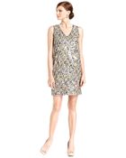 Vince Camuto Sleeveless Sequin V-Neck Shift Dress - Lyst