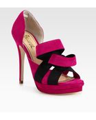 Jerome C. Rousseau Suede and Satin Platform Pumps - Lyst
