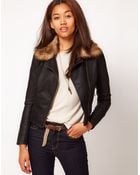 River Island Pu Biker with Faux Fur Collar - Lyst