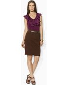 Lauren by Ralph Lauren Sleeveless Jersey Ruffled Top - Lyst