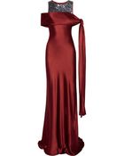 Amanda Wakeley Tie Shoulder Sequined Silk Satin Gown - Lyst