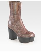 Miu Miu Stamped Snake Skin Leather Platform Ankle Boots - Lyst