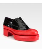 Prada Patent Leather Leather Laceup Platform Loafers - Lyst
