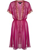 Jenny Packham Lace Trim Silk Robe - Lyst