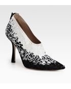 Oscar de la Renta Sequin Covered Satin Ankle Boots - Lyst