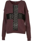 Topshop Lace Cross Open Shoulder Sweat - Lyst