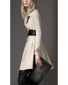 Burberry Midlength Cotton Gabardine Fur Collar Trench Coat - Lyst