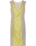 Lela Rose Lace Overlay Linen Dress - Lyst
