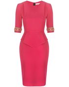 Matthew Williamson Wool Crepe Tailoring Pleat Pencil Dress - Lyst