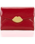 Lulu Guinness Cross Hatched Leather Small Wallet - Lyst