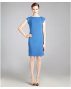 Nicole Miller Blue Gabardine Cap Sleeve Dress - Lyst