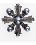 Cara Accessories Crystal Glass Pearl Brooch - Lyst