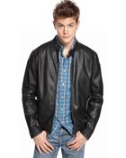 Kenneth Cole Reaction Faux Leather Motorcycle Jacket - Lyst