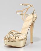 Charlotte Olympia Ursula Metallic Strappy Platform Sandal - Lyst
