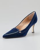 Manolo Blahnik Holmes Whipstitched Pump Navy - Lyst