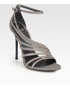 B Brian Atwood Glitter Strappy Sandals - Lyst
