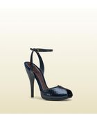 Gucci Rose Opentoe High Heel Python Sandal - Lyst