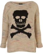 Topshop Knitted Skull Motif Jumper - Lyst