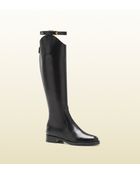 Gucci Victoria Equestrian Flat Leather Riding Boot - Lyst