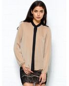 Theory Gerine Trim Blouse - Lyst